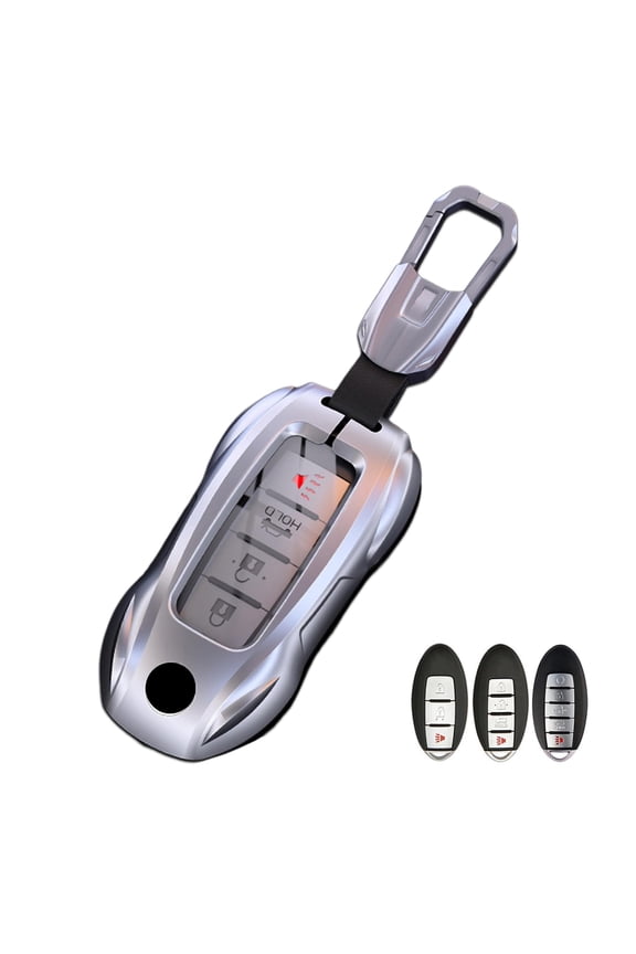 Metal Key Fob Case Cover Key Shell with Keychain Compatible for Nissan Infiniti X-Trail Rogue Altima Quest Pathfinder Sentra Patrol CIMA Fuga Armada Teana Murano