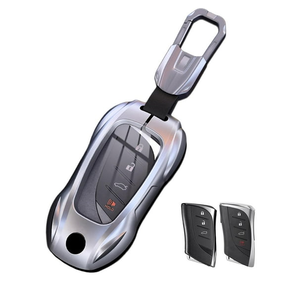 Metal Key Fob Case Cover Shell with Keychain Compatible for Lexus ES250 ES300h ES350 GX550 LC500 LC500h LS500 LS500h LX600 NX250 NX350 NX350h NX450h+ RX350 RX350h RX450h+ RX500h