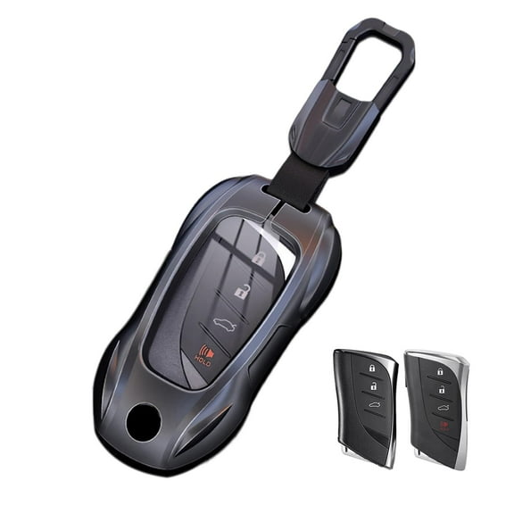 Metal Key Fob Case Cover Shell with Keychain Compatible for Lexus ES250 ES300h ES350 GX550 LC500 LC500h LS500 LS500h LX600 NX250 NX350 NX350h NX450h+ RX350 RX350h RX450h+ RX500h