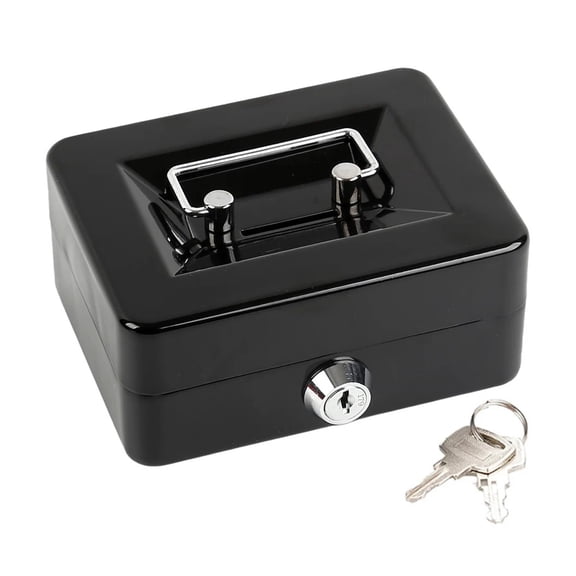Metal Key Lock Mini Safe Box Portable Cash Jewelry Storage Security Money Case