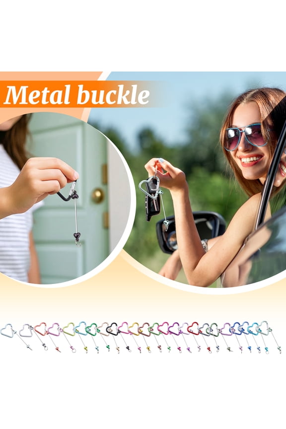 Metal Key Rings with Heart Carabiner, Keychain Carabiner for Outdoor Hiking, Carabiner for Keys and Backpack Hanging, Mini Stainless Steel Carabiner, Multi-Functional Portable