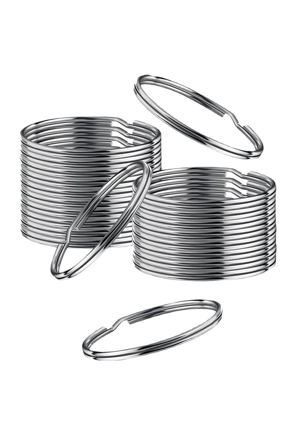 Metal Key Rings Large Flat Split in Bulk Heavy Duty Strong Keyrings Round Keychains Attachment for Car Office Home Dog Tag(10PCS,Silver)