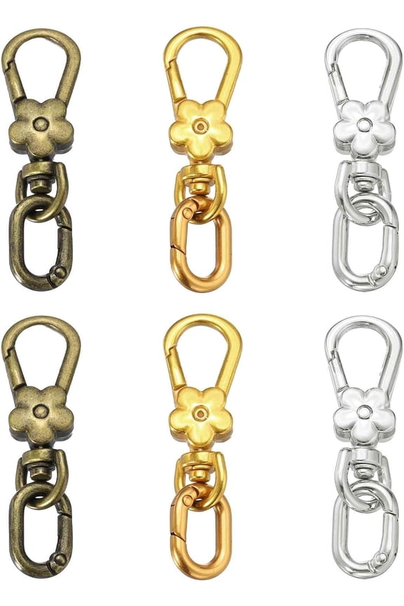 Metal Keychain Clip Swivel Lobster Claw Clasp Oval Key Ring Detachable Double Opening Snap Hooks for Craft Silver/Metal Bronze/Gold -