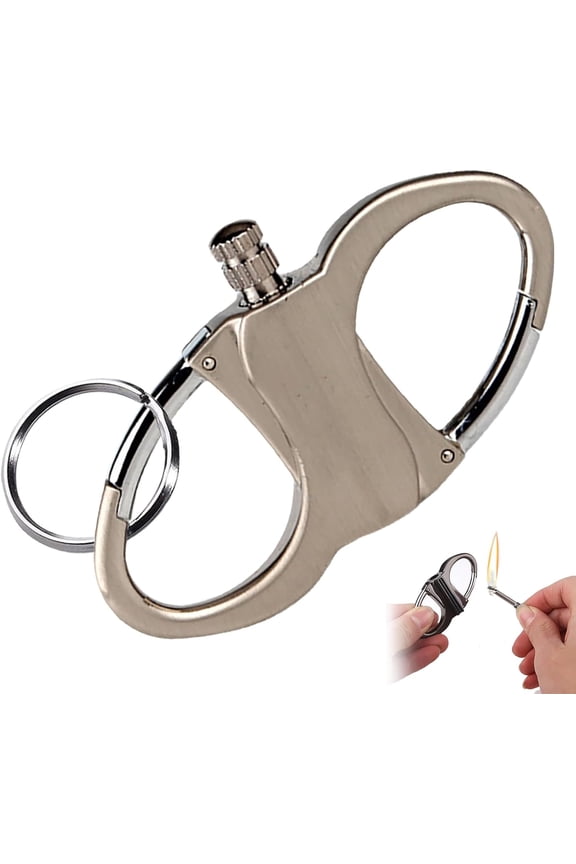 Metal Keychain Lighter, 2025 New Lighter Key Chain, Fire Starter Key Ring, Permanent Match Keychain, Novelty Metal Match Keychains, Mini Waterproof Lighters for Outdoor Car and Home (Black)