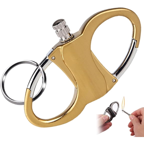 Metal Keychain Lighter, 2025 New Lighter Key Chain, Fire Starter Key Ring, Permanent Match Keychain, Novelty Metal Match Keychains, Mini Waterproof Lighters for Outdoor Car and Home (Black)