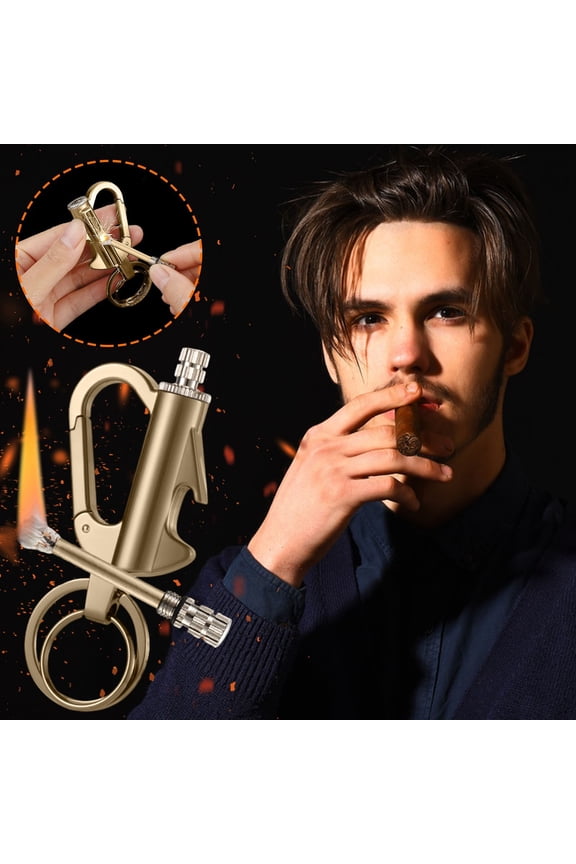 Metal Keychain Lighter Refillable Fire Starter Survival Tool, Windproof Flint Igniter for Camping Hiking – Compact Emergency Fire Kit for Outdoor Enthusiasts Preppers