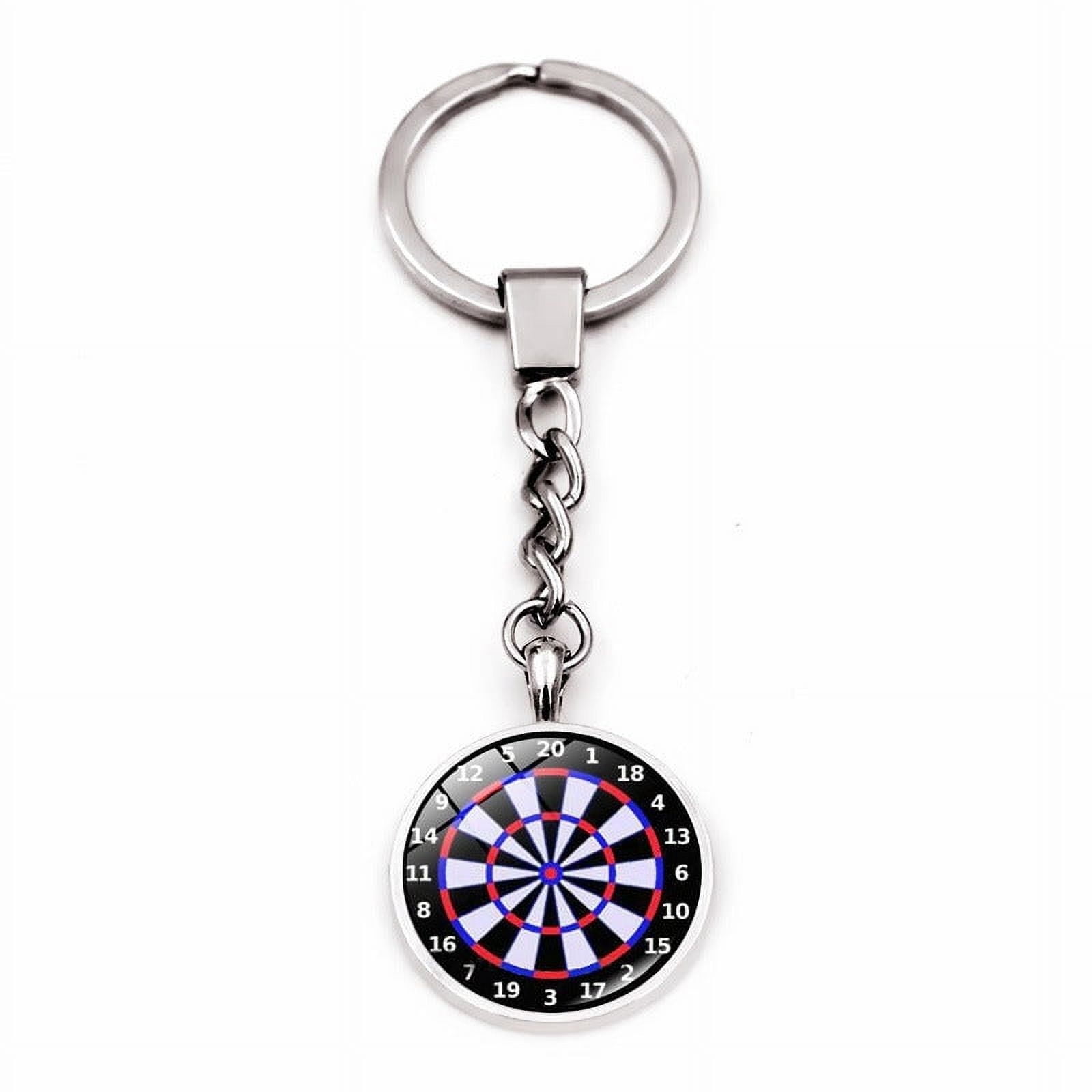 Metal Keychain with Glass Gem Dart Target Design Zinc Alloy Key Ring Creative Jewelry Accessory Gift for Friends and