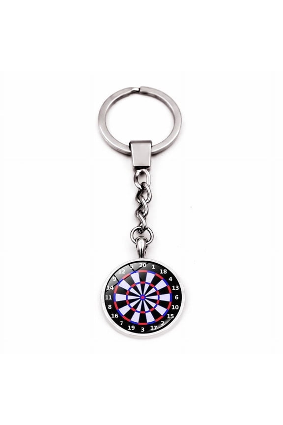 Metal Keychain with Glass Gem Dart Target Design Zinc Alloy Key Ring Creative Jewelry Accessory Gift for Friends and