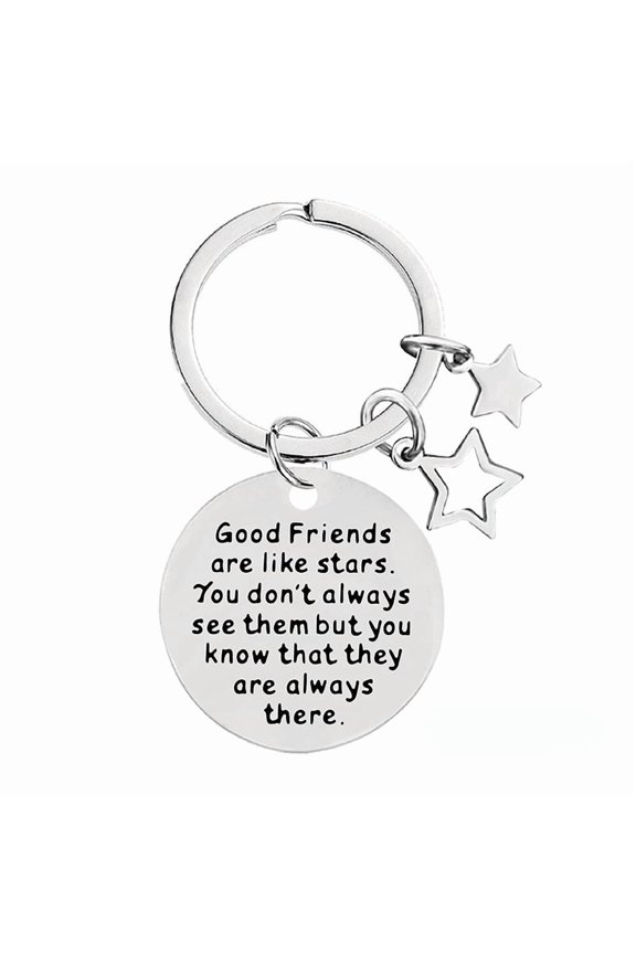 Metal Keychain with Five-Pointed Star Inspirational Engraving for Best Friends and Sisters Holiday Gift Keychain