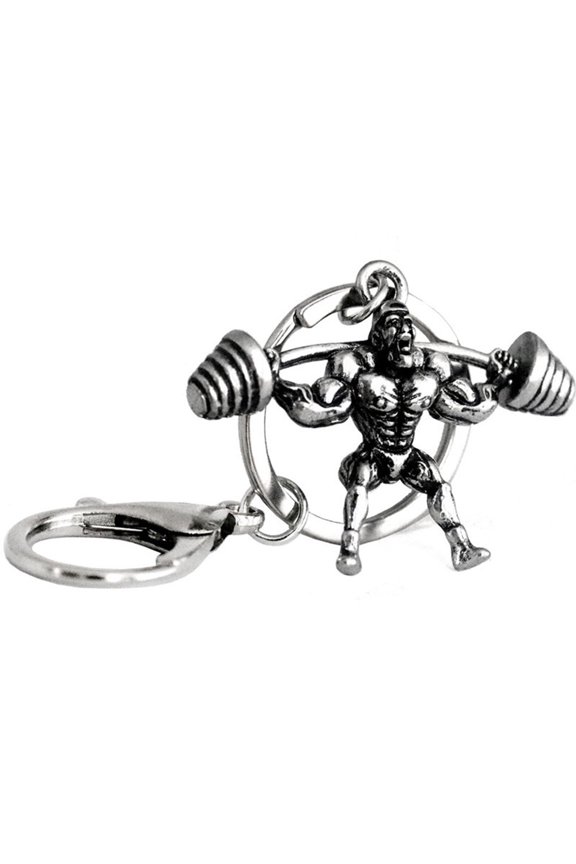 Metal Keychain with Strong Man Dumbbell，Men Fitness Bodybuilding Key Chains for Car Wallet Keys Ring，Key Decoration Gift for Men