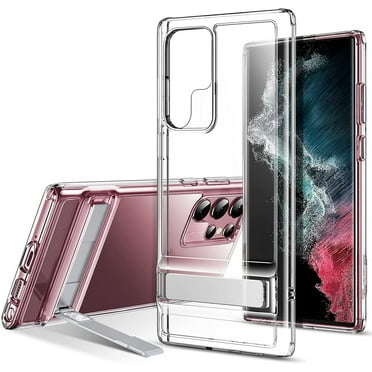 Metal Kickstand Case Compatible with Samsung Galaxy S22 Ultra (6.8 Inch) (2022), Versatile Patented Kickstand, Crystal Clear Scratch-Resistant Back Cover, Clear