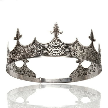 Metal King Crown for Men Adjustable Size Prom Crown Prince Tiara Evil Crown Luxury Crown for Halloween Cosplay Party Birthday Decorations