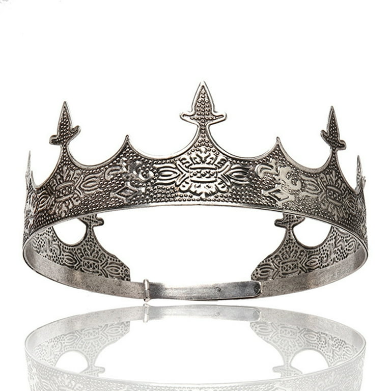 Metal King Crown for Men Adjustable Size Prom Crown Prince