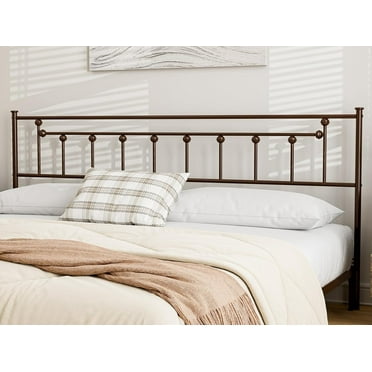 Metal King Size Headboard, Victorian Farmhouse Style King Headboard, Easy Assembly, Steel King Headboard Only for Bedroom - Brown