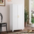 thumbnail image 1 of Metal Kitchen Pantry Storage Cabinet with 2 Doors and 3 Adjustable Shelves, White, 1 of 6