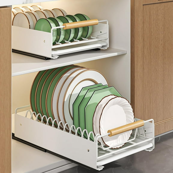 Metal Kitchen Pull-Out Drawer, Dish Drainer with Removable Tray, Kitchen Cupboard Storage Drawer Organizer Holder, Cupboard Organizers with Handle Kitchen Shelf