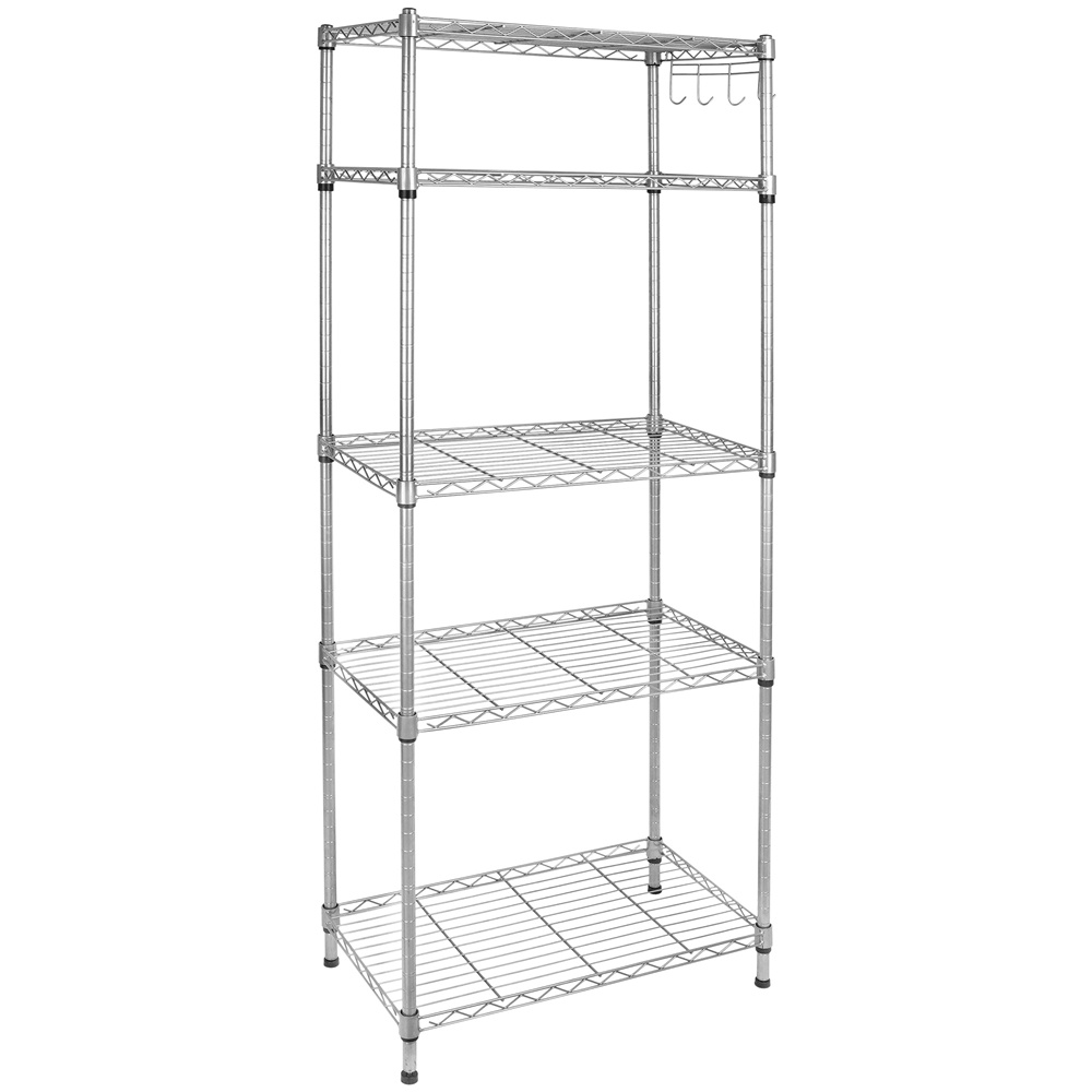 Metal Kitchen Shelving Unit, Heavy Duty 5 Shelf Silver Wire Storage Shelves, Height Adjustable Metal Utility Shelves Storage Rack, Kitchen Shelving Unit for Garage Bedroom, 23.62"x13.77"x59.05", L6502 - image 1 of 10