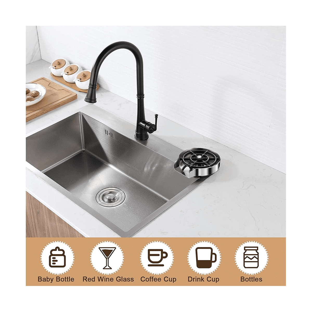 Metal Kitchen Sink Glass Rinser,Faucet Glass Rinser for ,Bottle Washer