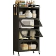 thumbnail image 1 of Metal Kitchen Storage Cabinet with Flip-up Doors, Freestanding Pantry Cabinet with 4 Rolling Wheels, 5-Tier Mobile Microwave Stand with Storage Rack Cabinet for Kitchen Dining Living Room (Black), 1 of 6