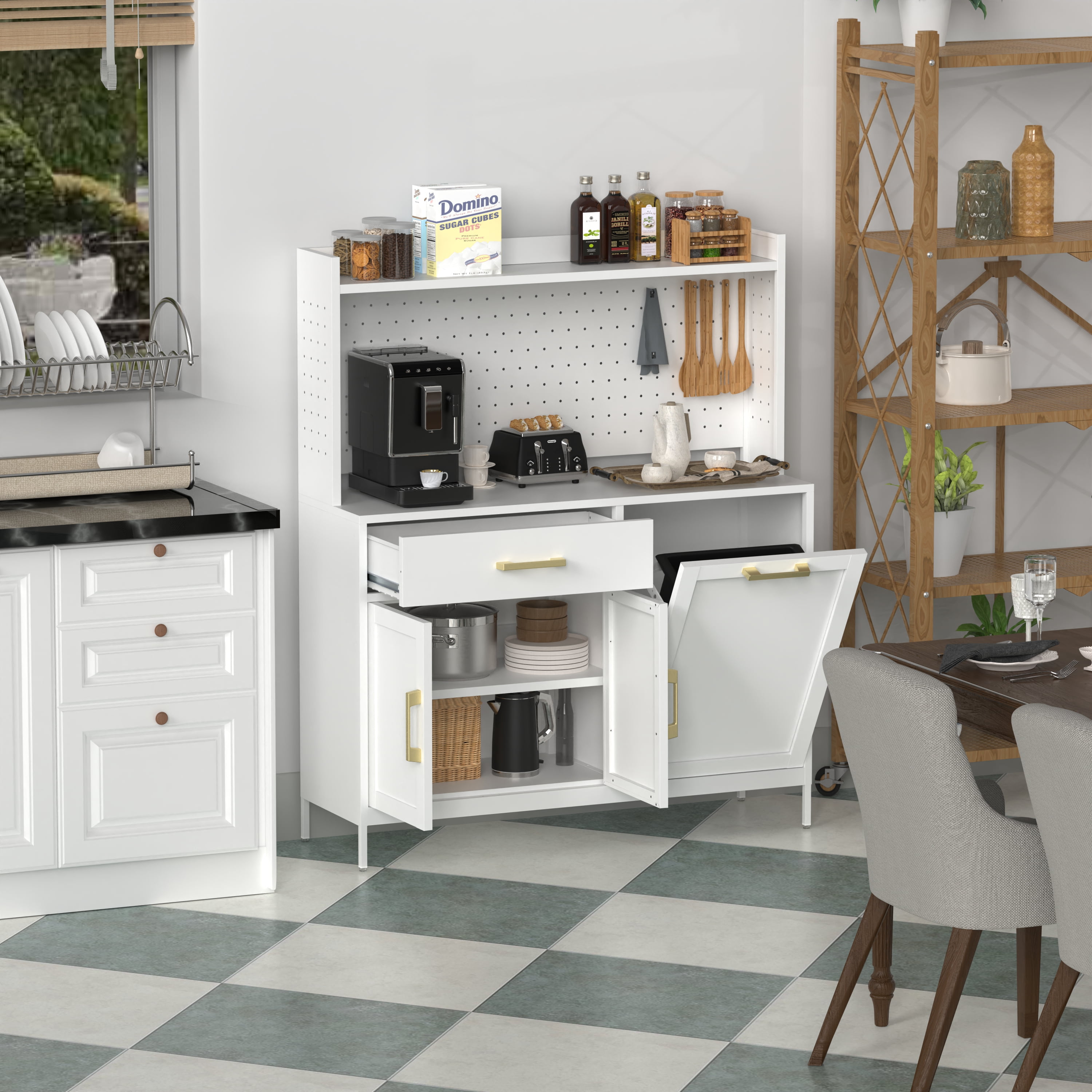 Metal Kitchen Storage ,Microwave Stand with Drawer and