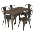 thumbnail image 1 of Metal Kitchen Table Set Dining Table Chairs Home Restaurant Wood Top Table 24*48 Inches Bar Coffee Table Set Indoor Outdoor Metal Base Table Patio Dining Table 4 Chairs Patio Furniture, 1 of 7