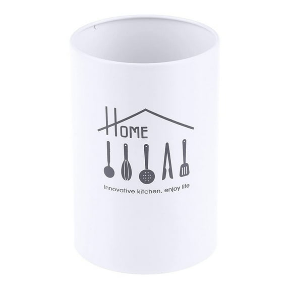 Metal Kitchen Utensil Holder ,Large Capacity Stainless Steel Cutlery Organizer for Spoons, Drainable Storage Rack with Multifunction Design, Silverware Caddy, Kitchen Storage Rack,White,1PC