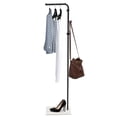 thumbnail image 1 of Metal L-Shape Garment Coat Rack Hat Bag Stand Tree Clothes Hanger Umbrella Holder Rack with 3 Round Head Hooks, 1 of 12