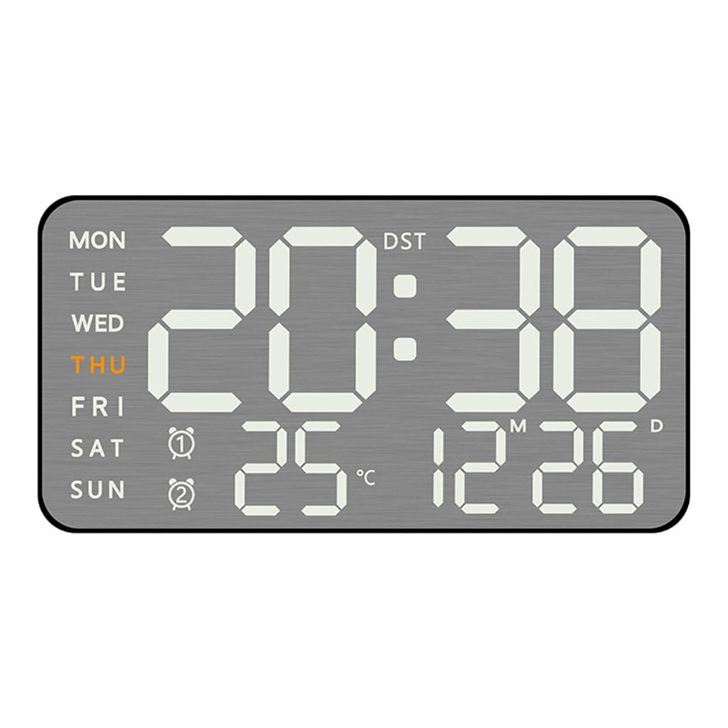 Alamer Clock Metal LED Display Alarm Clock Featurings Date and Time with USB or ...