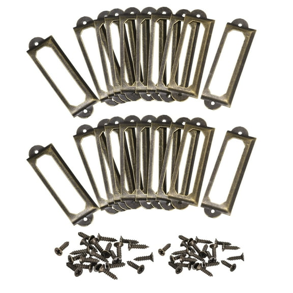 Metal Label Holders, 60x17mm 20Pack File Name Card Tag Label Frame, Bronze Tone