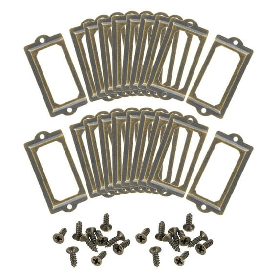 Metal Label Holders, 70x33mm 40Pack File Name Card Tag Label Frame, Bronze Tone