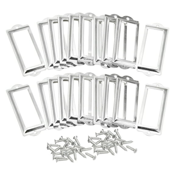 Metal Label Holders, 82x30mm 60Pack File Name Card Tag Label Frame, Silver Tone