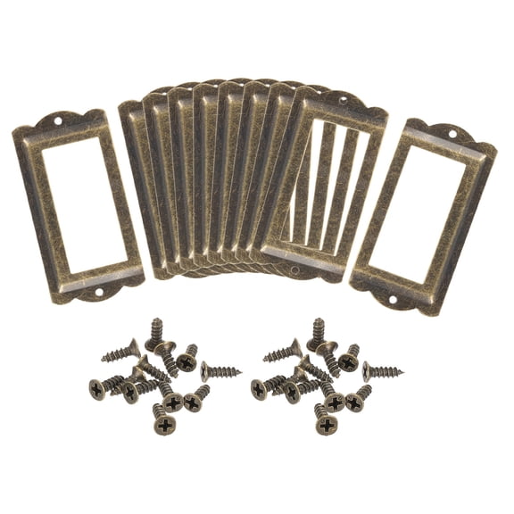 Metal Label Holders, 85x40mm 10Pack File Name Card Tag Label Frame, Bronze Tone