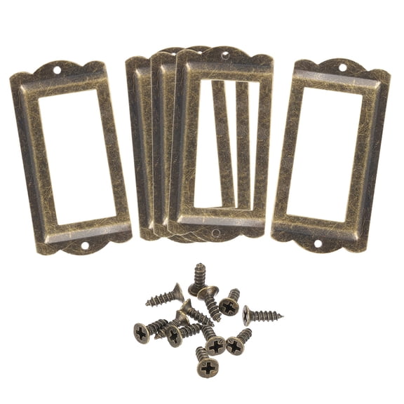 Metal Label Holders, 85x40mm 5Pack File Name Card Tag Label Frame, Bronze Tone