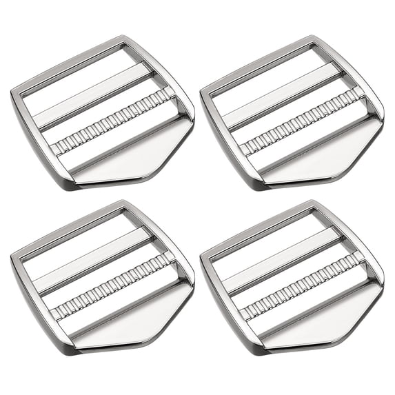 Metal Ladder Buckle Slider Tri-Glider Metal Adjustable Buckles, 4 Pack 31mm Inner Size, Silver Tone