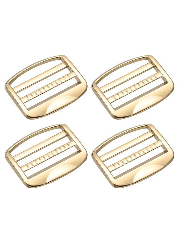 Metal Ladder Buckle Slider Tri-Glider Metal Adjustable Buckles, 4 Pack 38mm Inner Width, Light Gold