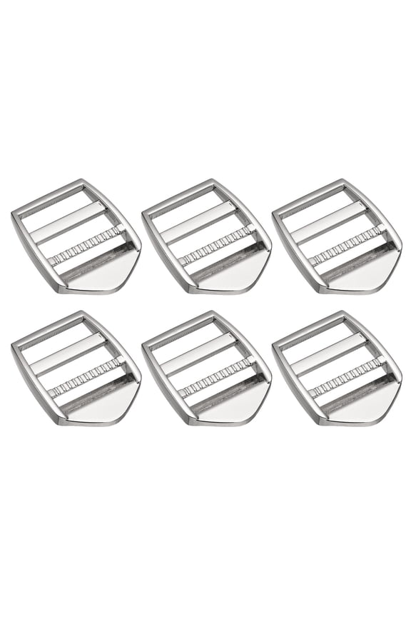 Metal Ladder Buckle Slider Tri-Glider Metal Adjustable Buckles, 6 Pack 25mm Inner Size, Silver Tone