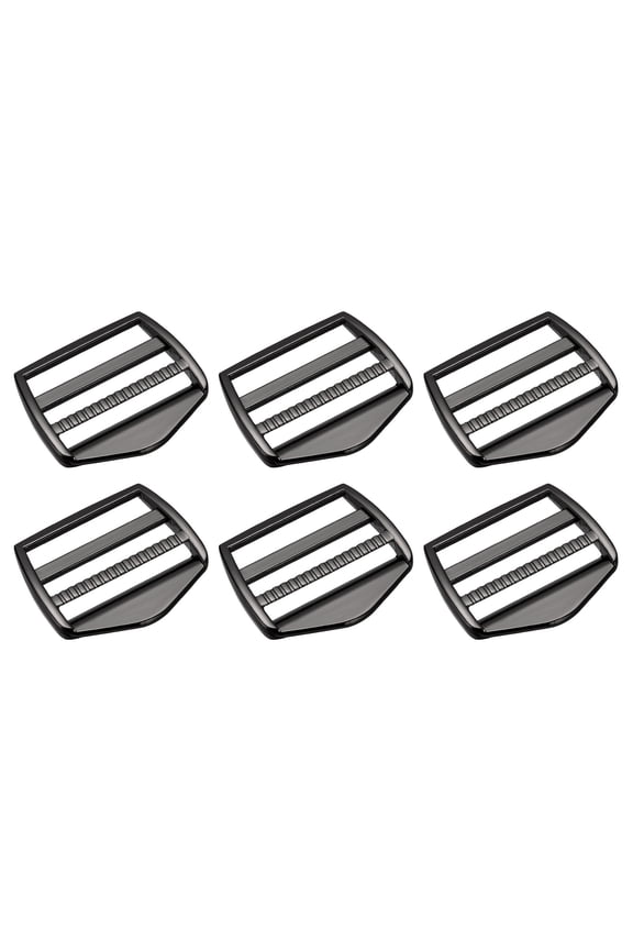Metal Ladder Buckle Slider Tri-Glider Metal Adjustable Buckles, 6 Pack 38mm Inner Size, Gun-black