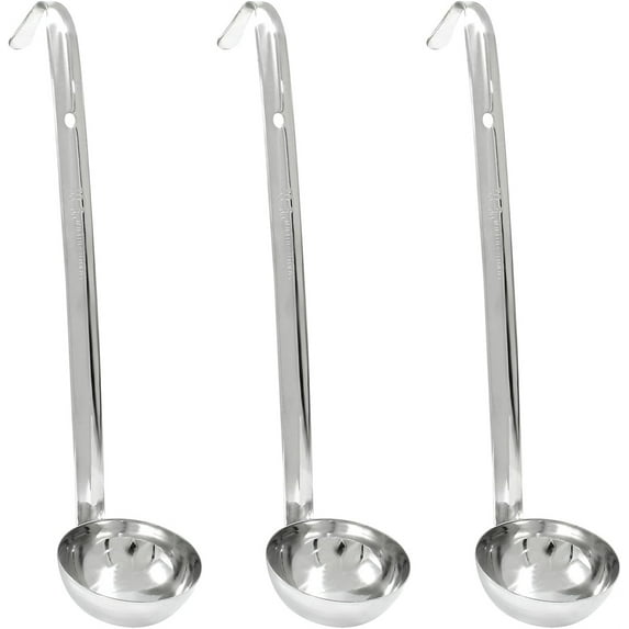 Metal Ladles with Long Handles,Bexikou 3 Pieces Stainless Steel Soup Ladle with Pouring Rim,Heavy Duty Kitchen Ladles for Kitchen Cooking Soup Sauce (2 oz)