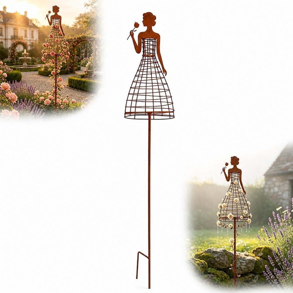 Metal Lady Silhouette Garden Stake, 84x15cm Rustproof Vine Support ...
