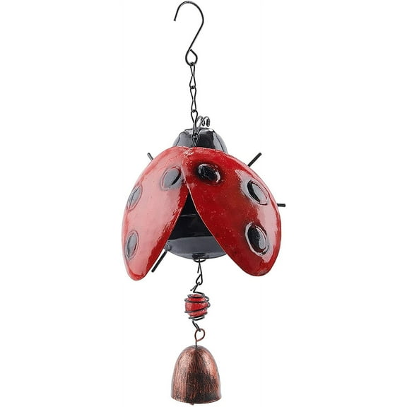 Metal Ladybug Wind Chime Lucky Wind Bell Rustic Home Ornaments for DIY Garden Yard Patio Indoor Outdoor Hanging Decoration
