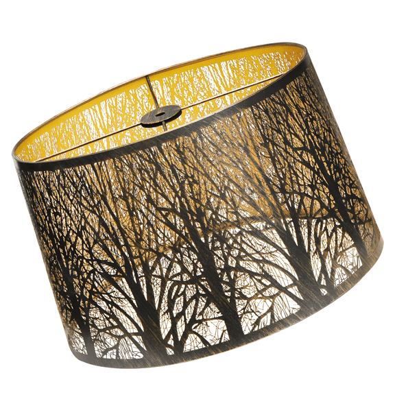 SWAIFDEE Metal Drum Lamp Shade, Large Lampshade for Table Lamp, (12×8)×(14×10.5)×8.5"H ,Large Floor Lamp Shade Etched Forest(Spider)