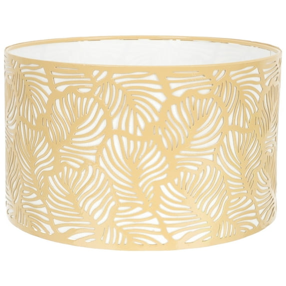 Homoyoyo Elegant Golden Metal Lampshade with Leaf Design for Indoor Lighting Decor, Modern Stylish Lamp Shade