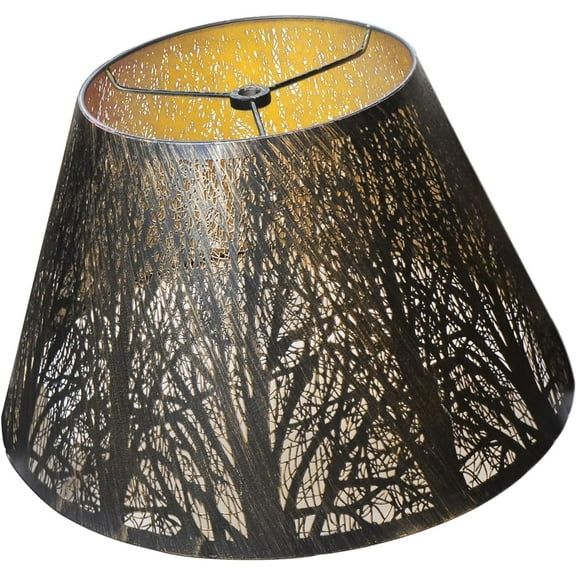 SWAIFDEE Modern Barrel Lamp Shade With Trees Pattern , Metal Lamp shades for Table Lamp and Floor Light,7x13x7.8in, Bronze vintage Lampshades,Spider