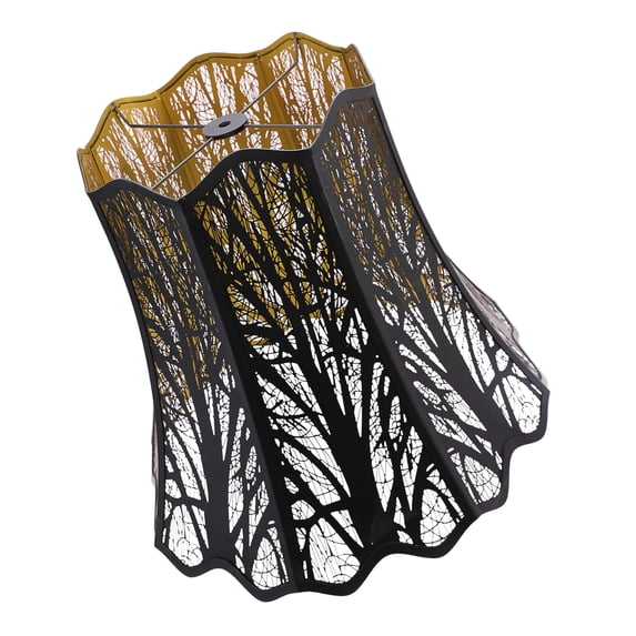 Large Black Lampshade, Floor Lamp Shade Cover,SWAIFDEE Wave Metal Black Lamp Shades For Table Lamp 10x16x14.75 Etched Forest Spider Fitter