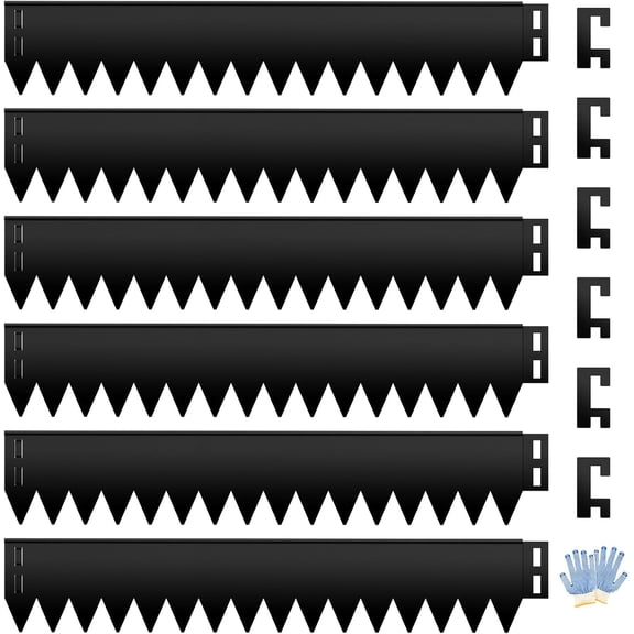 Metal Landscape Edging 6 Pack 40" L x 8" H, Galvanized Steel Landscape Lawn Edging with 90 Degree Rounded Top, Heavy Duty Lawn Edging, Easy-to-Install, Flower Bed Yard Pathway Divider