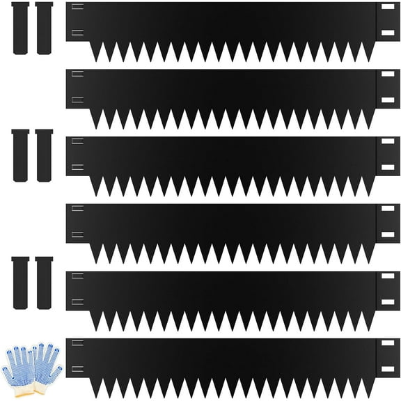 Metal Landscape Edging 6-Pack, Galvanized Steel Garden Edging - 40" L x 6" H Strips - Metal Edging Border w/ 6 Clips - Edge for Lawn Yard, Black