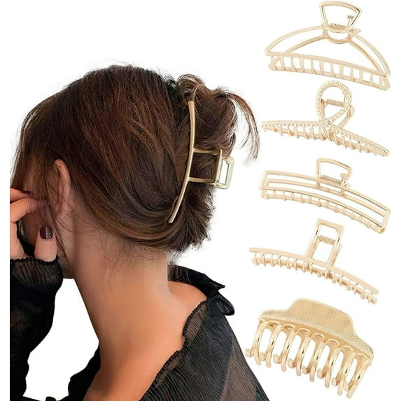 Metal Large Hair Claw Clips 5 PCS Non-Slip Hair Clips for Women Girls Thin Hair Strong Hold Jaw Clips