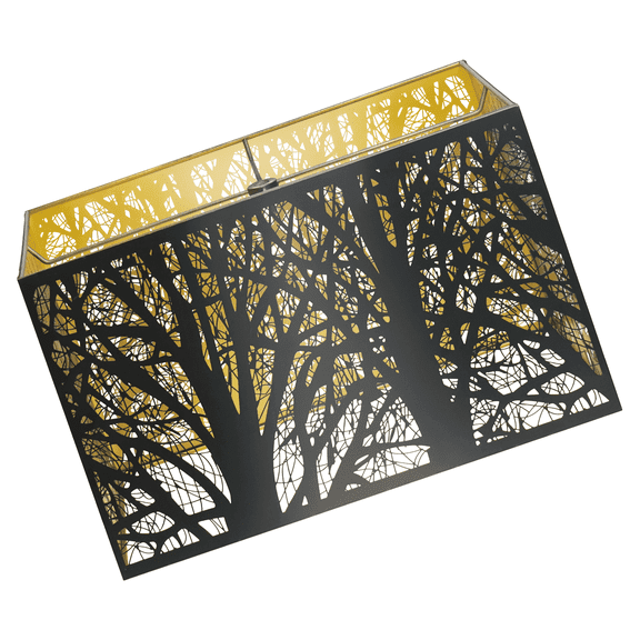 Metal Large Rectangular Lampshade For Table Lamp Floor Lamps,8"×14"×9" Black Outside Gold Inside Replacement Forest Rectangle Lamp Shade Spider Fitter