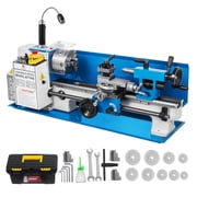 Metal Lathe 7x14 Inch Precision Mini Lathe 550W Variable Speed 50-2500 RPM with Movable Lamp & Emergency Stop
