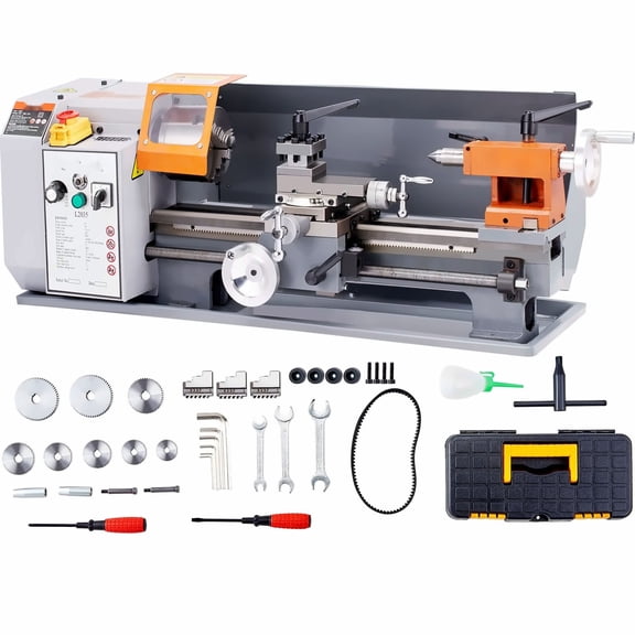Metal Lathe Machine 7.87 x 13.78, 50-2500 RPM Benchtop Power Lathe, 500W Motor, with Tool Box for Metalworking, Precision Parts Processing